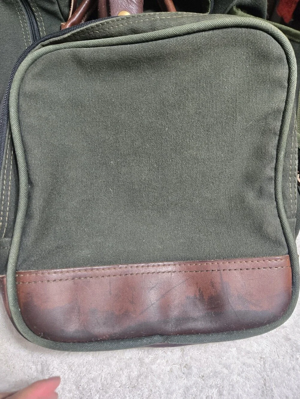 Vintage Orvis Battenkill Green Canvas/Brown Leather Duffle Bag Weekend Luggage